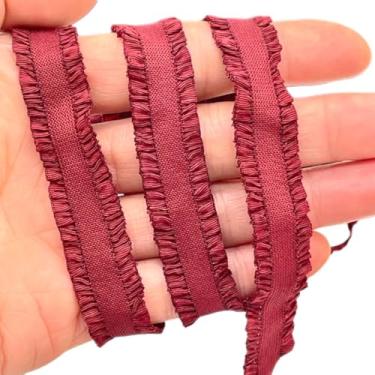 Imagem de Lmlliang Acabamento elástico de renda de 1,3 cm, fita de algodão elástico, acabamento elástico macio com babados para costura, lingerie, tangas e artesanato DIY e oferta de costura (vinho vermelho)
