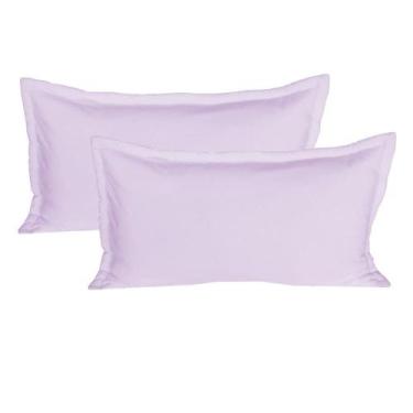 Imagem de Kit 02 Porta Travesseiros King 50x90 Cm em Malha 100% Algodão Lilás Ar