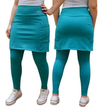 Imagem de Saia Calça com Bolso Alta Compressão UV50+ Poliamida Roupa Fitness Eva