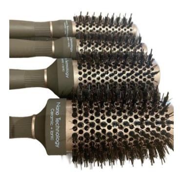 Imagem de Kit escova nano ceramic javali marrom (25-35-45-53) - Poderosa Sempre