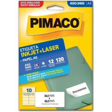 Imagem de Etiqueta A5 A5Q-3465 34,0 X 65,0 MM com 120 Unidades - Pimaco