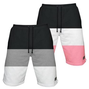 Imagem de Kit 2 Bermudas Moletom Masculina com 3 Bolsos Fenda Lateral Short Bási