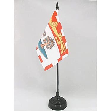 Imagem de Bandeira de mesa da Ilha do Príncipe Eduardo 10 cm x 15 cm - Canadá - Região canadense da Ilha do Príncipe Eduardo Bandeira de mesa 15 x 10 cm - Bastão e base de plástico preto - Drapeau
