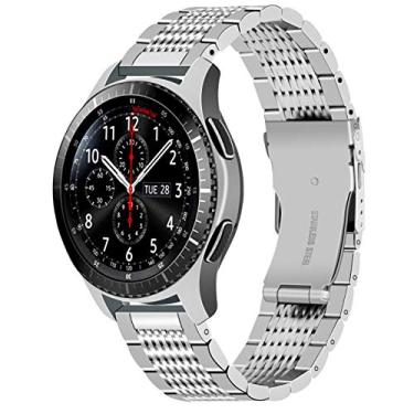 Imagem de Juntan Compatível com Galaxy Watch 46 mm Gear S3 Frontier, pulseira clássica de relógio de malha de aço inoxidável de 45 mm para Samsung Galaxy Watch 3 de 22 mm, fecho de metal prata