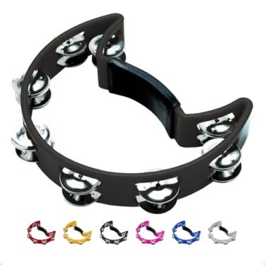 Imagem de Pandeiro Meia Lua Profissional Pandeirola de Mão Colorida Instrumento Percussão Musical Em ABS (Preto)