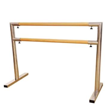 Imagem de Ballet Barre Pólo de balé de aço inoxidável móvel doméstico com alça de madeira, altura 80-105cm, barra de extensão de academia de estúdio de dança (Color : Bilayer, Size : 1M/3.3FT)