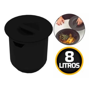 Imagem de Lixeira Plástica P/ Embutir Redonda 8 Litros 2 cores  METASUL-ARQUITEC