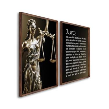 Imagem de Quadro Decorativo Lady Justice Juramento do Advogado Arte em 2 Peças (Tabaco, 50x75, S/Vidro)