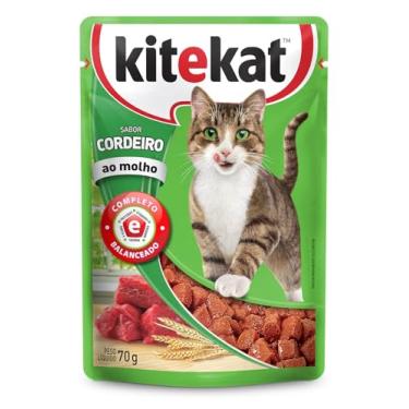 Imagem de Pack Ração Úmida Kitekat Sachê Cordeiro ao Molho para Gatos Adultos 70 g - 48 unidades