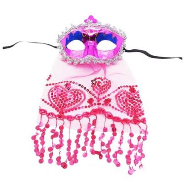 Imagem de Máscara com Véu Dança do Ventre Carnaval Baile - Extra Festas, Pink
