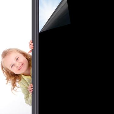 Imagem de VSUDO 1 rolo de película blackout estática de 45 cm por 199 cm para privacidade, padrão preto fosco para casa, adesivo de vidro de janela para escritório (9,68 pés quadrados no total)