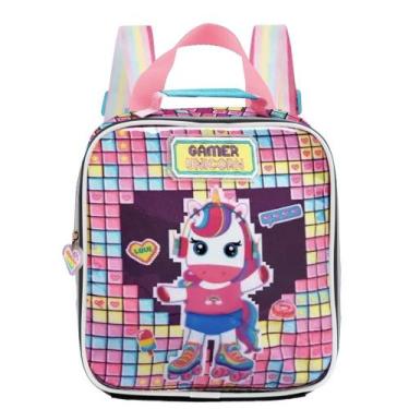 Imagem de Lancheira Térmica Escolar Infantil Unicórnio Gamer Meninas - Denlex, L