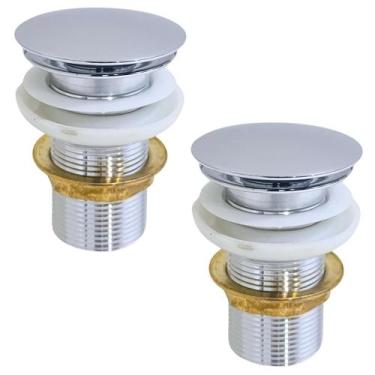 Imagem de Kit 02 Válvula Ralo Click 1.1/4 Metal P/ Pia e Cuba Cromada - Montelar