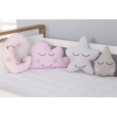Imagem de Kit Almofadas para Berço Menino Menina Nuvem Chuva de Amor 4 Peças - B