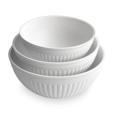 Imagem de Conjunto de tigelas de mistura Nordic Ware Prep and Serve, 3 peças brancas
