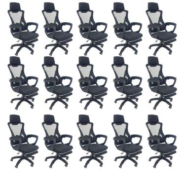Imagem de Kit 15 Cadeiras de Escritório Presidente Executiva Oficial Supreme Preto