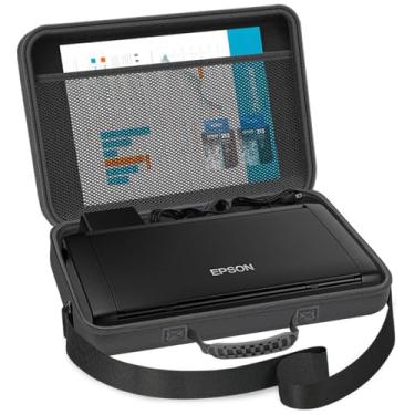 Imagem de HESPLUS Estojo rígido de viagem para impressora móvel sem fio Epson Workforce WF-100 / WF-110, organizador de bolsa de armazenamento de impressora (apenas capa)