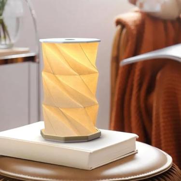 Imagem de Luminária de Mesa de Cabeceira da Lanterna de Dobrável, Lâmpadas Modernas de Cabeceira Com Escuridão Quente de Toque Leve, Luz Escascadora de Escurecimento para Quarto de