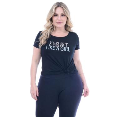 Imagem de T-Shirt Plus Size Preta Animal Print de Empoderamento