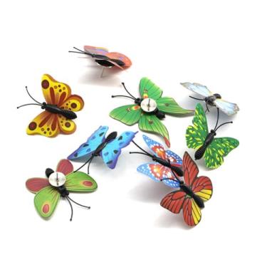 Imagem de AKOAK Alfinetes de borboleta, alfinetes de pressão, pinos de pendurar na parede, bonito colorido borboleta decorativa quadro de cortiça foto parede, para quadros de avisos, mapas, quadros de rolha