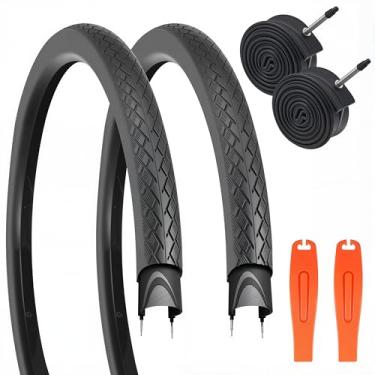 Imagem de BALINGE 2 pacotes com tubo 700C pneu de bicicleta de estrada 700 * 35C pneu de substituição para bicicleta, pneus de substituição de cascalho dobráveis para bicicleta, resistente ao desgaste, 2