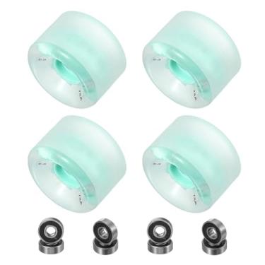 Imagem de PATIKIL Rodas de skate de 65 mm, 1 conjunto de rodas de rua de dureza 78A PU Flash Cruiser de alta elasticidade com rolamentos 608RS para substituição de skates, azul