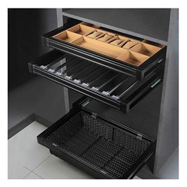 Imagem de Cabide para calças de puxar para fora, cabide telescópico de alumínio, multifuncional, cabide para calças de empurrar e puxar, haste removível, largura ajustável, economia de espaço (preto, 7 polos)