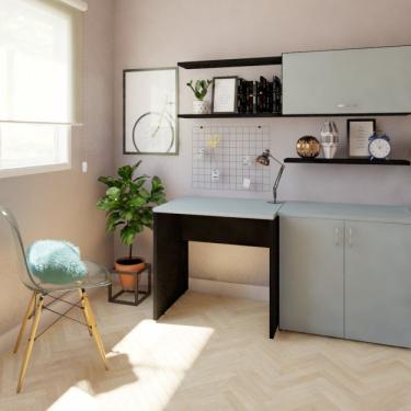 Imagem de Mesa Reta Corp 25mm 80 Cm Bramov Móveis Preto/cinza Cristal