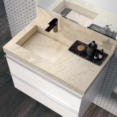 Imagem de Lavatório Banheiro Em Porcelanato 80Cm Travertino