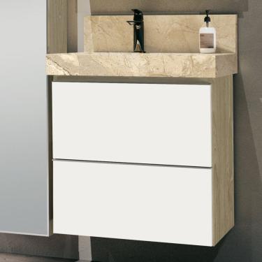 Imagem de Gabinete Banheiro 57Cm Sem Lavatório Blu Bumi Wood/Branco