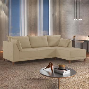 Imagem de Sofá De Canto 5 Lugares 268Cm M155 Veludo/Café Com Leite