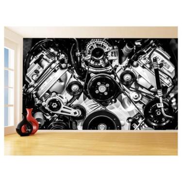 Imagem de Papel De Parede 3D Carro Antigo Motor V8 Mural 3,5M Cxr03 - Você Decor