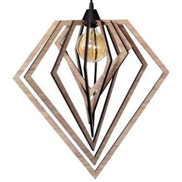 Imagem de Luminária Teto Bivolt Sala Moderno Diamante Grande Carvalho - Caroá, B