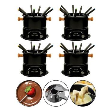 Imagem de Kit 4 Conjuntos Fondue 11 Peças Aço Inox Chocolate Carne Queijo Comple