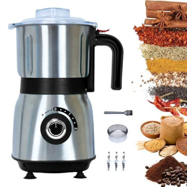 Imagem de Tewpoy Moedor De Cozinha Versátil, Moinho Elétrico 500 W, Mói Especiarias, Nozes, Grãos E Café, 3 Lâminas Aço Inoxidável, Uso Úmido Seco (Preto)