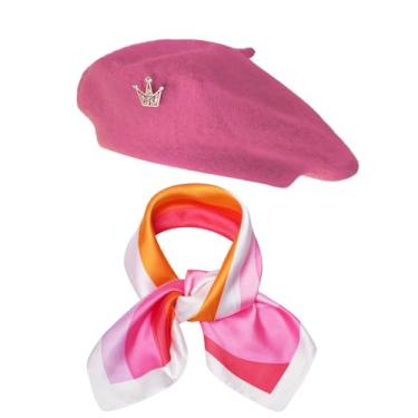 Imagem de choyaxo Conjunto de 3 acessórios de boina francesa, incluindo boina, cachecol, coroa para mulheres, festa temática francesa