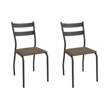 Imagem de Cadeira Sala de Jantar Bali 2C141PRF Aço Kit 2 Un Preto/Suede Cappuccino - Kappesberg