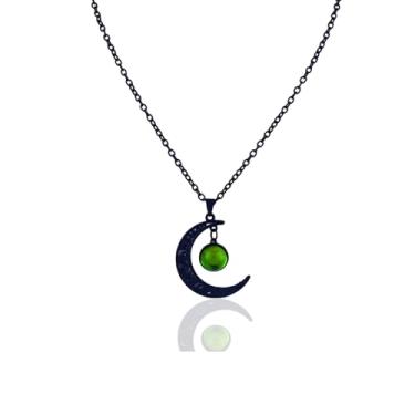 Imagem de kepvrio Colar gótico de lua bruxa para mulheres gótico lua escura pingente colar vintage Halloween bruxa preta fantasia vampiro acessórios cosplay, Large, Zinco, Sem Pedra Preciosa