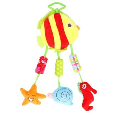 Imagem de PLUSH RAUCHO Decoração de animal de brinquedo de animais de 360 graus Boneca de chocalho pendurada de berço para bebês brincando de tecido macio de algodão macio 11,02 x 7,87 (Peixe)
