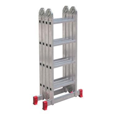 Imagem de Escada Articulada 16 Degraus 4x4 Multifuncional Base Vermelha Premium
