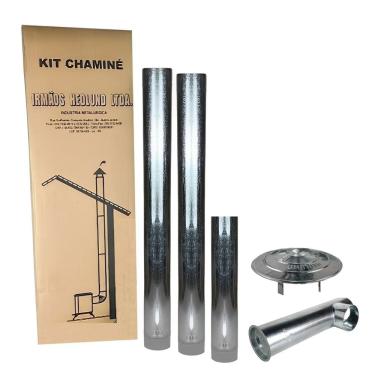 Imagem de Kit Chaminé Para Fogão A Lenha 2 Canos 1m + 1 Cano 50cm + Joelho + Chapéu Galvanizado 1...