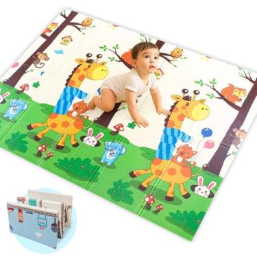 Imagem de Tapete Infantil Emborrachado Tatame 8mm Dobrável Dupla Face Atividades (Selva) 1,80cm X 1,50cm
