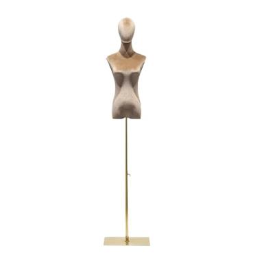 Imagem de Mannequin Torso de manequim feminino de veludo, base de metal ajustável e removível, adequado para camisetas, camisas, calças, chapéus, suéteres(Brown)
