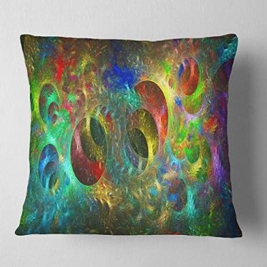 Imagem de Designart Manta abstrata de círculos brilhantes multicoloridos para sala de estar, sofá, almofada de alta qualidade + capa de almofada impressa em ambos os lados 40,64 cm x 40,64 cm