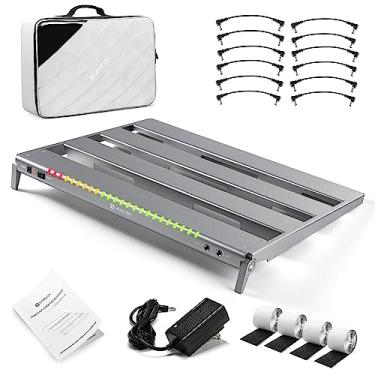 Imagem de Vangoa Pedal de guitarra com fonte de alimentação isolada, pedaleira dobrável portátil de alumínio PD-M com bolsa estilo mochila premium, médio, 45,7 x 34,3 cm, 1,5 kg, cinza