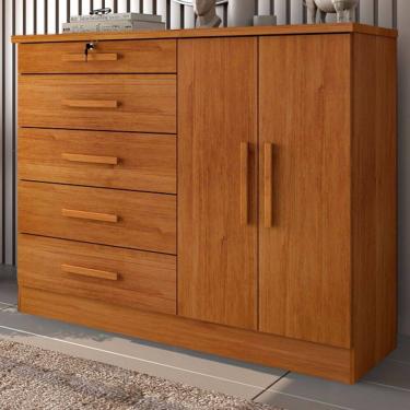 Imagem de Cômoda Firenze 2 Portas 5 Gavetas Cinamomo - Pnr Móveis