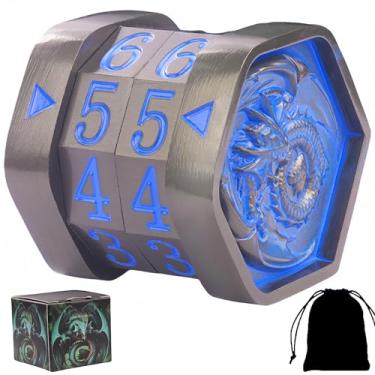 Imagem de MTG Life Counter MTG Metal MTGs Commander Life Counter Wheel, No Installation Required Gift Box Packaging Suitable for Board Games, Card Games, Compatible with MTGs and TTRPG(Black Nickel_Blue)