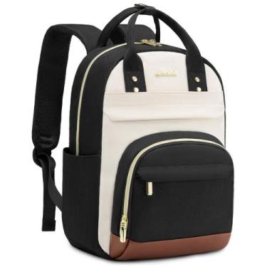 Imagem de Mochila LOVEVOOK pequena para mulheres em nylon preto-bege-marrom