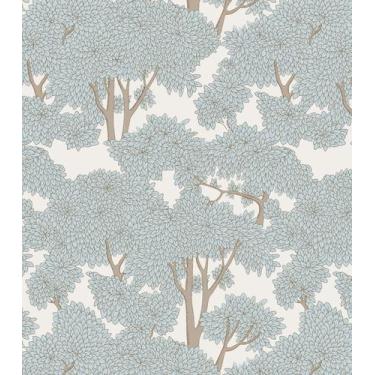 Imagem de Papel de parede Peel and Stick Homkihapai Forest Theme azul cinza