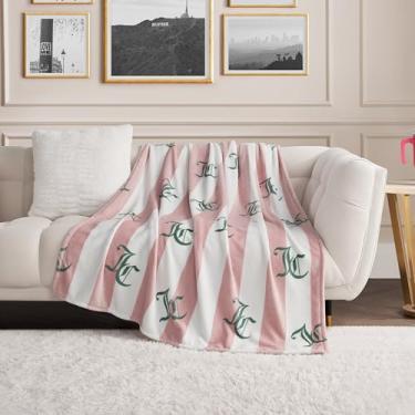 Imagem de Juicy Couture Cabana Cobertor de Cama Felpudo, Listrado, Rosa, 166 cm x 234 cm, Felpudo, Solteiro, GG, Cobertor de Pelúcia de Microfibra Luxuoso para o Máximo Conforto e Aquecimento Aconchegante